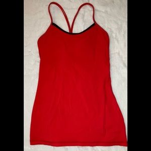 Lululemon Orange Red Scoop Neck Tank with Shelf Bra - Size 4